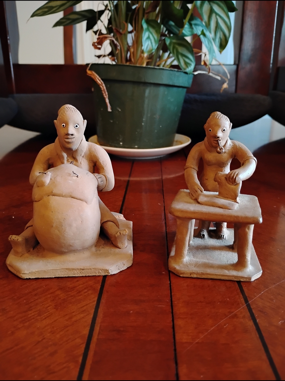 Pair Vitalino Filho Caruaru Brazil Folk Art Terracotta Occupational Sculptures
